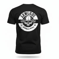 Lawless Custom Cycles Men's Premium Black Cotton Blend Tee-Rocker Logo